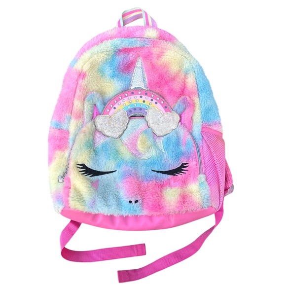 Omg Accessories Other - OMG Accessories Miss Gwen Unicorn Tie Dye Faux Fur Kids Backpack Pink Pastel